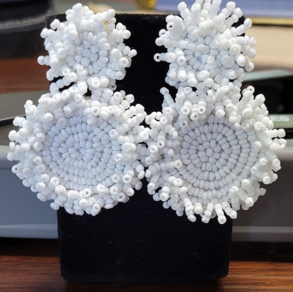No Brand Jewelry - White Beaded Earrings